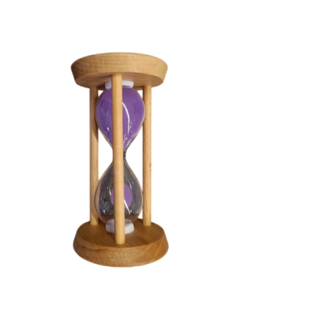 Wooden 5-Minute Hourglass with Purple Sand