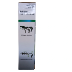 Side of the packaging with illustration of holder adjustment and knobs