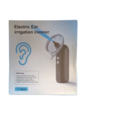 Verpackung des elektrischen Ohrspülers mit Abbildung und Informationen zur schwarzen Farbe