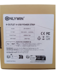 Listwa zasilająca Onlywin z 4 gniazdkami i 4 portami USB na zielonym tle