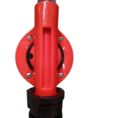 Close-up of gear mechanism and sprayer housing