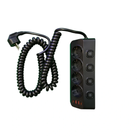 Подовжувач з 4 розетками та 3 USB портами