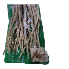 Detail of decorative branches in transparent plastic wrap