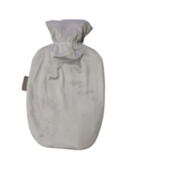 Hot water bottle in a bright cover viewed from the front