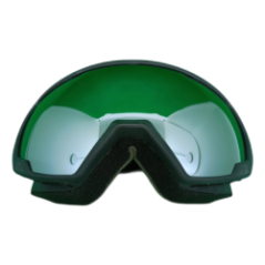 Skibrillen in schwarzer Schutzfolie verpackt mit einem Maßband daneben