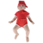 Kinderspielpuppe im roten Outfit