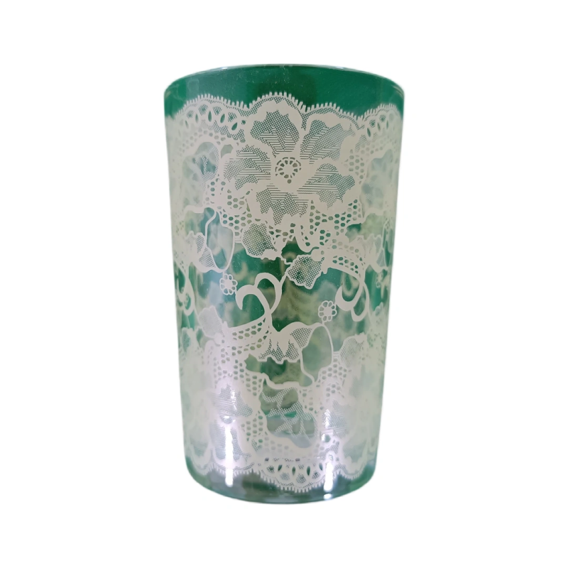 Glass with White Lace Pattern Glass with White Lace Pattern
