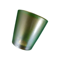 View inside the green cup made of transparent plastic