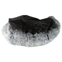 Вид зверху сірого ліжка для собак з м'яким хутром