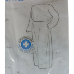 Non-woven protective gown, white, 140x75 cm, pack of 10