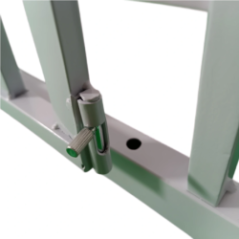 Close-up of the locking mechanism with knob on the gate