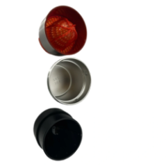 Removable parts of the juicer showing stainless steel and plastic