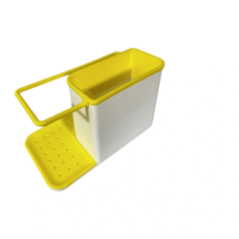 Front view of the white-yellow kitchen sink organizer
