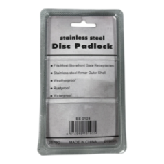 Back of the lock packaging with product information and barcode