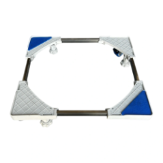 washing machine stand with adjustable metal arms and plastic corners