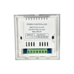 Зворотний бік контролера LED з етикеткою RGBW CONTROLLER та підключеннями