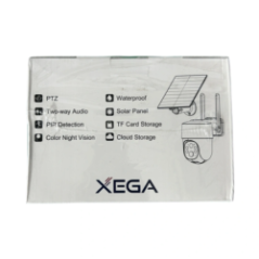 Back of the packaging with camera function descriptions and solar panel